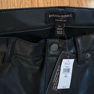 Banana Republic Black Tall High Rise Vegan Leather Pants
